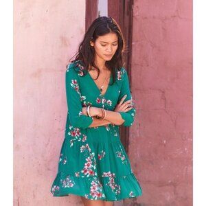 Sezane Green Floral Dress
